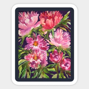 Peonies Watercolor Painting Sticker